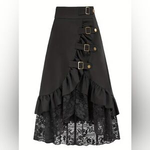 3XL 4 XL Elegant Black Lace Trim Skirt